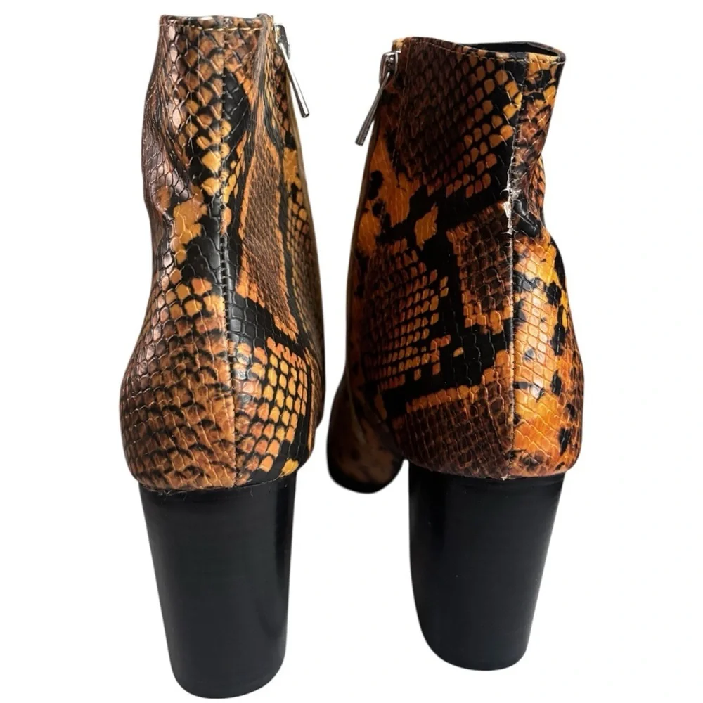 Bikercore Orange & Black Faux Snakeskin Ankle Boots by Steve Madden | Size 8.5